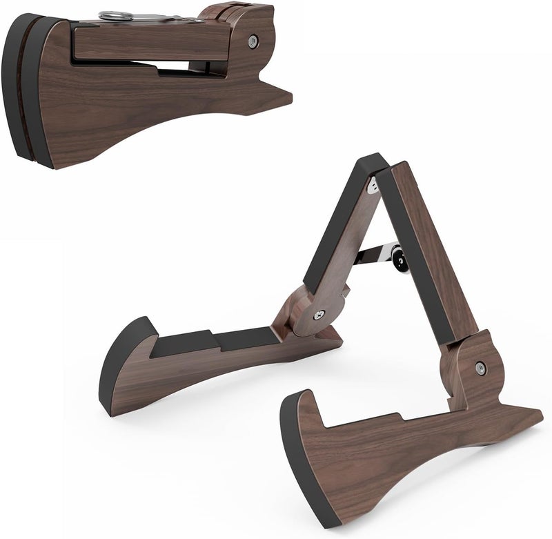 DIDA Lightweight Foldable A- Frame Plastic Guitar Stand for Acoustic, Electric Guitars, Ukulele, Guitar Stand Floor, Portable Travel Stand, Single Guitar Holder (Black Walnut) - Image 1